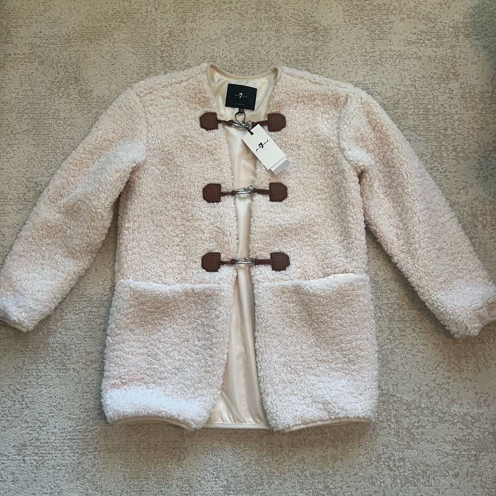 7 FOR ALL MANKIND Cozy Toggle Front Sherpa Jacket NWT Size XS
